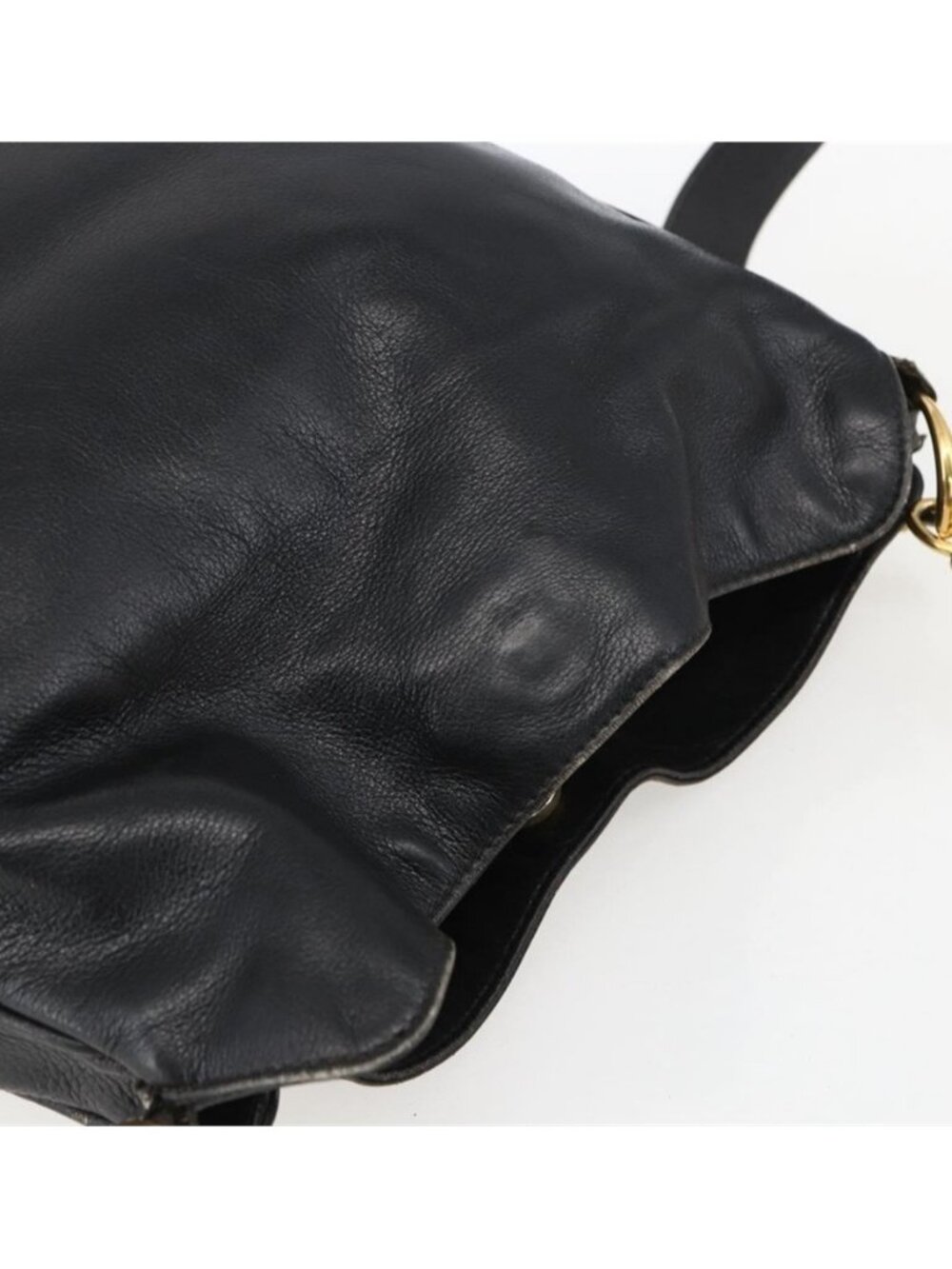 Authentic GUCCI Bamboo Shoulder Bag Leather 2way Black Gold 001 2113 1638 - Picture 5 of 16